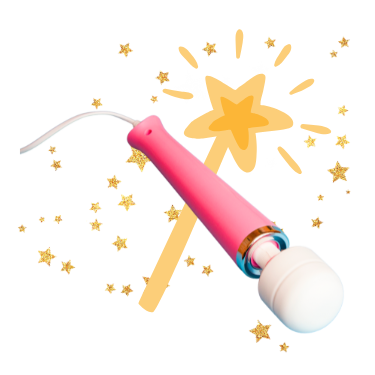 two wands, one sparkly and magical, one hitachi and also magical