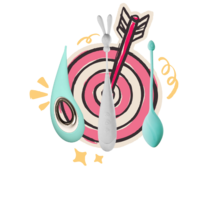 three pinpoint vibes and a cartoon bullseye and dart